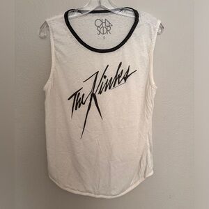 Chaser sleeveless tank top.  The Kinks graphic band tee.  White/Black. Size S